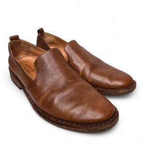 Brown Leather Slip-On Loafers